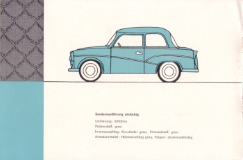 Farbpalette Trabant P50 Limousine 1960-61 Farbpalette Trabant P50 Limousine 1960-61