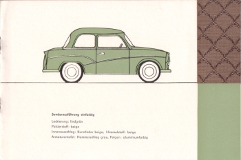 Farbpalette Trabant P50 Limousine 1960-61 Farbpalette Trabant P50 Limousine 1960-61