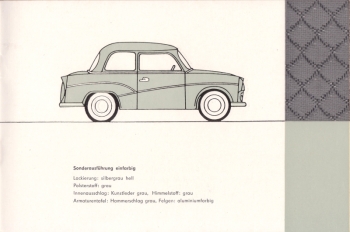 Farbpalette Trabant P50 Limousine 1960-61