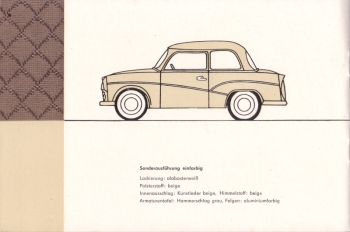 Farbpalette Trabant P50 Limousine 1960-61