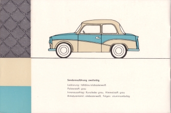 Farbpalette Trabant P50 Limousine 1960-61