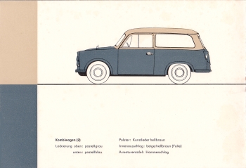 Trabant Farbpalette Kombiwagen 1960-61