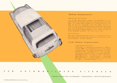 Prospekt Wartburg 311 Camping 1959