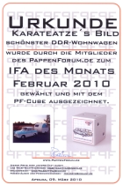 IFA des Monats im Februar 2010: Urkunde