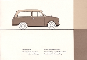 Trabant Farbpalette Kombiwagen 1960-61 Trabant Farbpalette Kombiwagen 1960-61