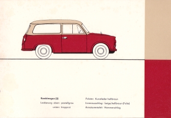 Trabant Farbpalette Kombiwagen 1960-61