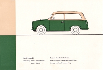 Trabant Farbpalette Kombiwagen 1960-61