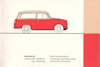 Trabant Farbpalette Kombiwagen 1960-61